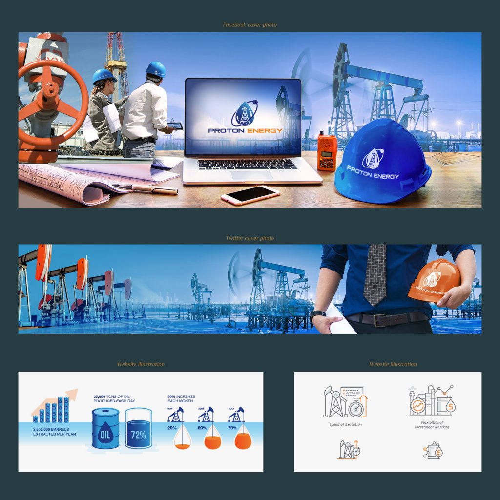 Facebook and Linkedin cover photo and icons design for an oil company made by Social Wanted