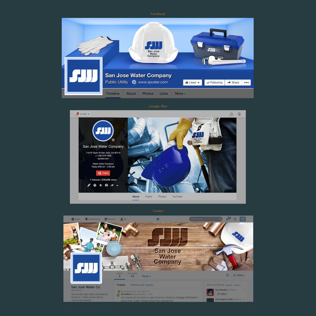 Different social media cover photos for a US water company made by Social Wanted
